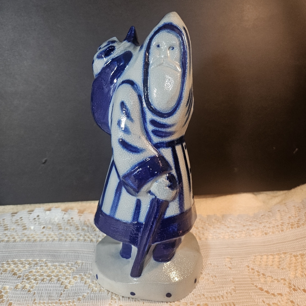 Eldreth Pottery 10” Salt Glaze Santa Father Christmas With Bag & Cane Signed